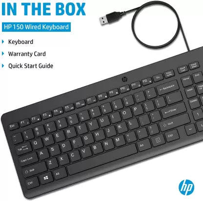 (Open Box) HP 150 Wired Wired USB Desktop Keyboard  (Black)