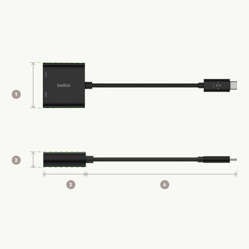 (Open Box) Belkin USB-C to VGA Adapter + Charge (Supports HD 1080p Video Resolution, 60W Pass-Through Power for Connected Devices) MacBook Pro VGA Adapter, Black