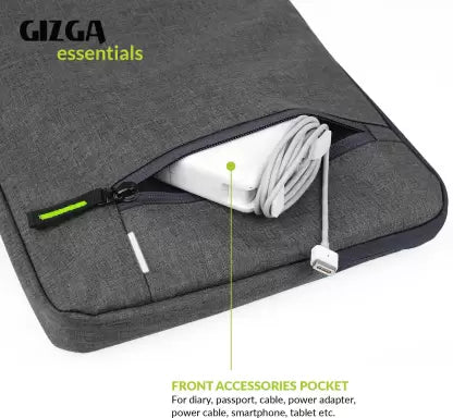 Gizga Essentials 15.6 Inch Laptop Sleeve, Protective, Nylon Fabric Laptop Bag (Grey)