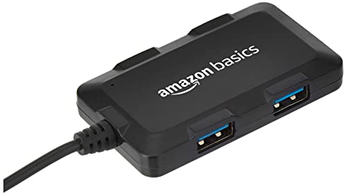 (Open Box) Amazon Basics Hi-Speed 4 Port Ultra Slim USB 2.0 Hub for Laptops and Computers (Black)