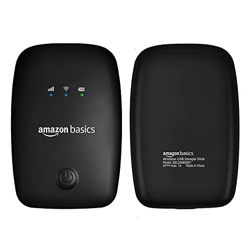 (Open Box) amazon basics 4G LTE Wireless Dongle with All Sim Network Support|Plug&Play Data Card Stick with Up to 150Mbps WiFi Hotspot|2100Mah Rechargeable Battery|Sim Adapter Included (White),Single_Band