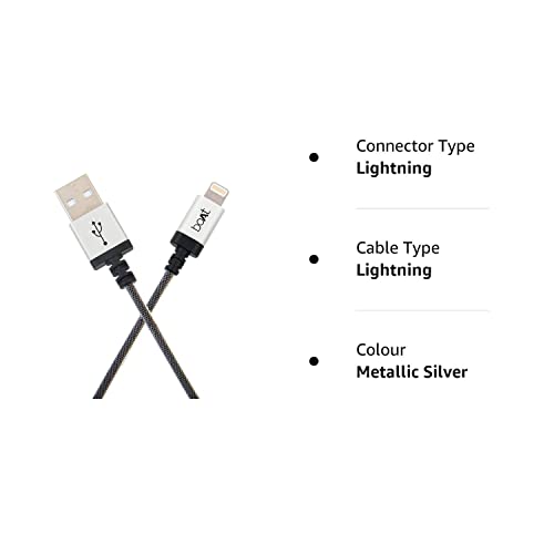 (Open box)boAt LTG 500 Apple MFI Certified for iPhone, iPad and iPod 2Mtr Data Cable(Metallic Silver)
