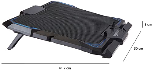(Open Box) Amazon Basics Laptop Cooling Pad, USB Powered Portable Gaming Laptop Cooler Stand | Quiet 2 Fans with Blue LED Light | 2 Viewing Angles | Slim Chill Mat for 10 to 15.6-Inch Laptops