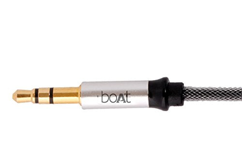 (Open Box) boAt AUX 500 3.5mm Male to Male Gold Plated Connectors, Metallic Aux Audio Cable for Smartphone, 1.5 Meter(Silver Metallic)