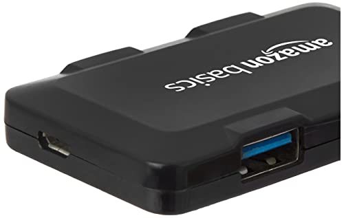 (Open Box) Amazon Basics Hi-Speed 4 Port Ultra Slim USB 2.0 Hub for Laptops and Computers (Black)