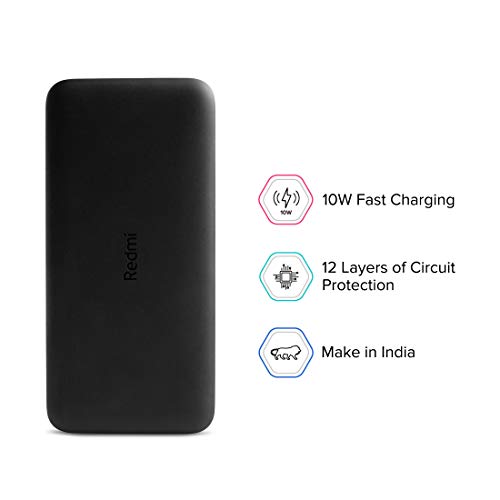 (Open Box)Redmi Lithiumpolymer 10000 Mah Fast Charging Slim Power Bank (Black, 10W Fast Charging, Dual Ports)