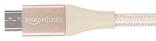 (Open Box) Amazonbasics Double Braided Nylon Micro USB Charging Cable for Android Smartphone (3 Feet, Gold)