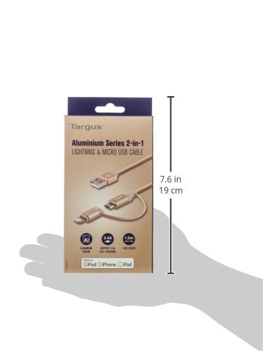 (Open Box) Targus ACC99507AP ALU Series 2-in-1 Lightning and Micro USB Cable (Gold)