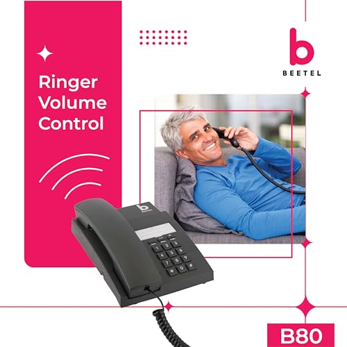 (Open Box) Beetel B11 Corded Landline Phone, Ringer Volume Control, LED for Ring Indication, Wall/Desk Mountable, Classic Design, Clear Call Quality, Mute/Pause/Flash/Redial Function (Made in India)(Black)(B11)