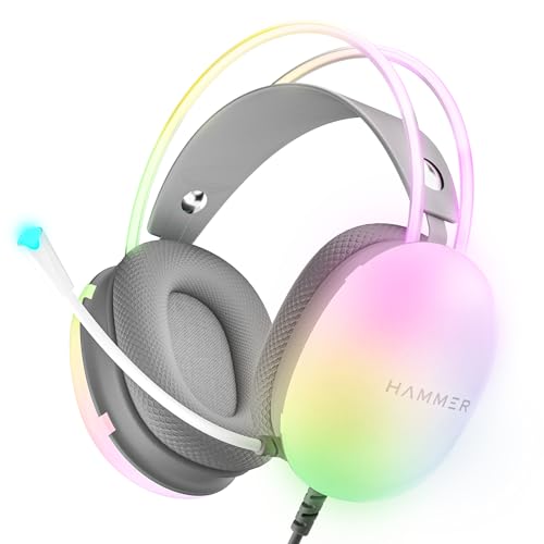(Open Box) HAMMER Blaze Wired Over Ear Gaming Headphones with Mic, 50mm Drivers, Full RGB Lights, Gaming Headset with Adjustable Bands, Breathable earcushion, 1.5Mtr Wire with USB (Black)