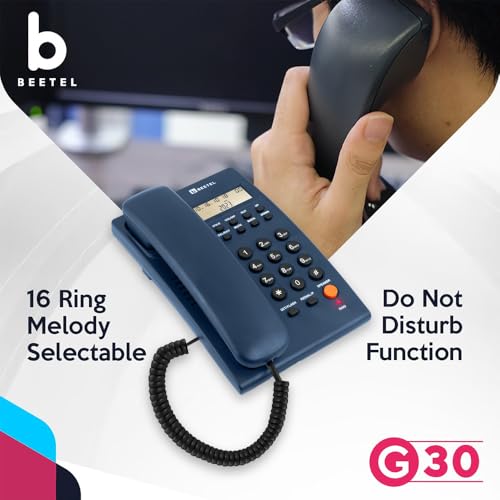 (Open Box) Beetel B11 Corded Landline Phone, Ringer Volume Control, LED for Ring Indication, Wall/Desk Mountable, Classic Design, Clear Call Quality, Mute/Pause/Flash/Redial Function (Made in India)(Black)(B11)