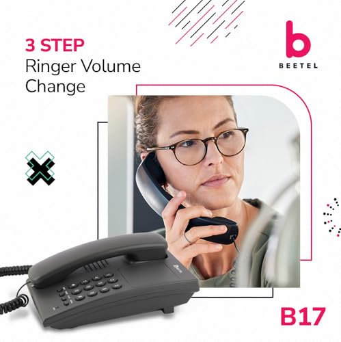 (Open Box) Beetel B11 Corded Landline Phone, Ringer Volume Control, LED for Ring Indication, Wall/Desk Mountable, Classic Design, Clear Call Quality, Mute/Pause/Flash/Redial Function (Made in India)(Black)(B11)