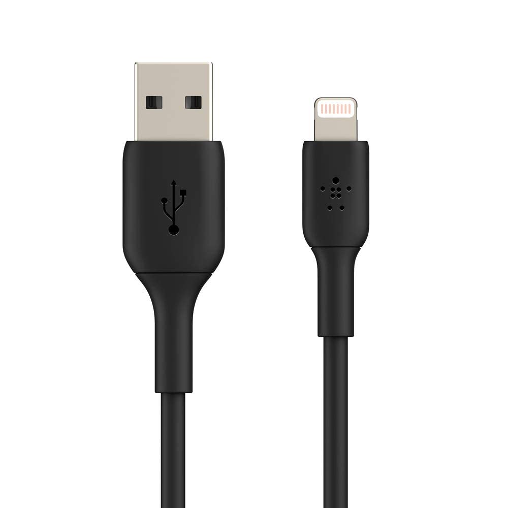 (Open Box) Belkin Apple Certified PVC Lightning to USB-A Charge and Sync Type A Cable, Tough and Durable, For iPhone, iPad, Air Pods, 3.3 Feet (1 Meter) - Black