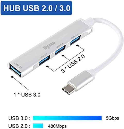 (Open Box)Dyazo 3-Port USB Data Hub High Speed Splitter Plug/Box/Adapter Expansion, Small, Compact, Universal Data Transfer, Wide Compatibility: Windows, Mac OS (Black)
