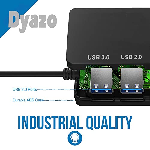 (Open Box)Dyazo 3-Port USB Data Hub High Speed Splitter Plug/Box/Adapter Expansion, Small, Compact, Universal Data Transfer, Wide Compatibility: Windows, Mac OS (Black)