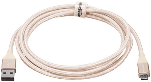 (Open Box) Amazonbasics Double Braided Nylon Micro USB Charging Cable for Android Smartphone (3 Feet, Gold)
