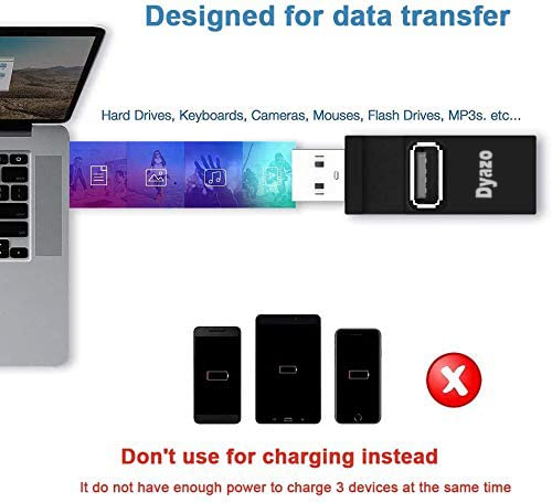 (Open Box)Dyazo 3-Port USB Data Hub High Speed Splitter Plug/Box/Adapter Expansion, Small, Compact, Universal Data Transfer, Wide Compatibility: Windows, Mac OS (Black)