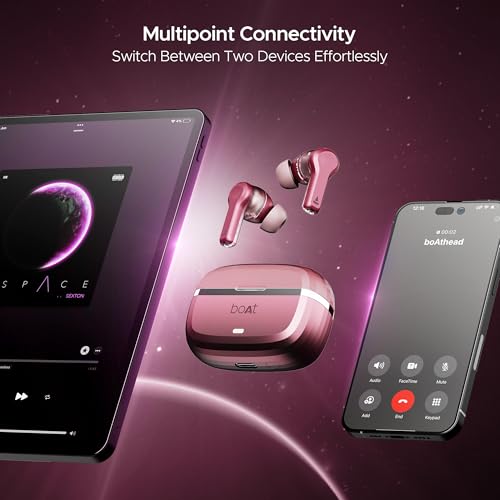 (Open Box) boAt Nirvana Space w/ 360º Spatial Audio, ANC Up to 32dB, 100hrs Playback, 4 Mics with AI-ENx™, Hearables App, Adaptive EQ, in-Ear Detection, DLC Drivers Truly Wireless in Ear Earbuds