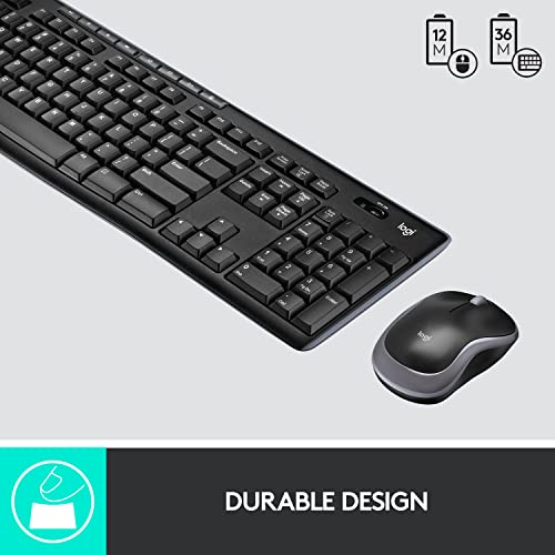 (Open Box)Logitech MK275 USB Wireless Keyboard and Mouse Set for Windows, 2.4 GHz Wireless, Compact Wireless Mouse, 8 Multimedia & Shortcut Keys, 2-Year Battery Life, PC/Laptop - Black