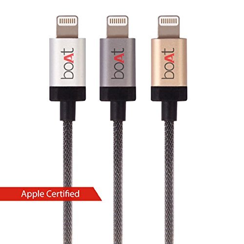 (Open box)boAt LTG 500 Apple MFI Certified for iPhone, iPad and iPod 2Mtr Data Cable(Metallic Silver)