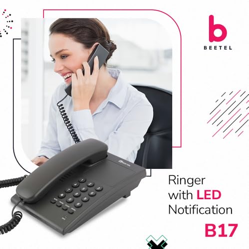 (Open Box) Beetel B11 Corded Landline Phone, Ringer Volume Control, LED for Ring Indication, Wall/Desk Mountable, Classic Design, Clear Call Quality, Mute/Pause/Flash/Redial Function (Made in India)(Black)(B11)
