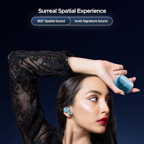 (Open Box) boAt Nirvana Space w/ 360º Spatial Audio, ANC Up to 32dB, 100hrs Playback, 4 Mics with AI-ENx™, Hearables App, Adaptive EQ, in-Ear Detection, DLC Drivers Truly Wireless in Ear Earbuds