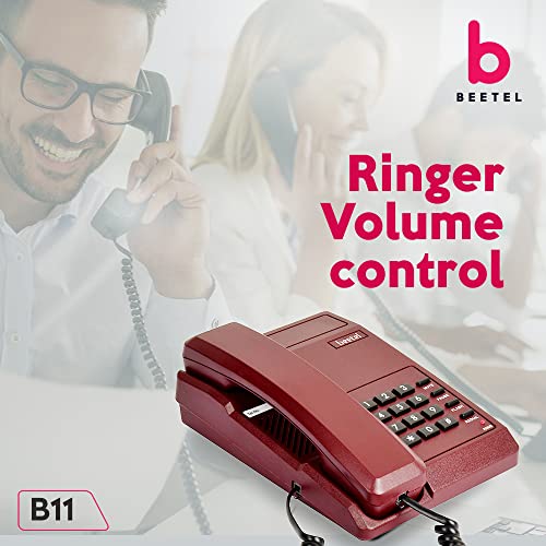 (Open Box) Beetel B11 Corded Landline Phone, Ringer Volume Control, LED for Ring Indication, Wall/Desk Mountable, Classic Design, Clear Call Quality, Mute/Pause/Flash/Redial Function (Made in India)(Black)(B11)