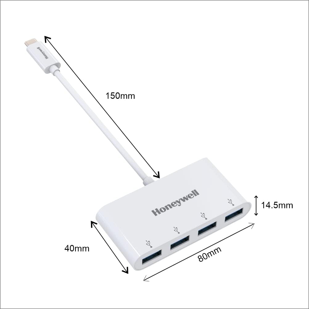 (Open Box) Honeywell Newly Launched 4in1 Ultra Slim Multiport Type C Hub to 1xUSB 3.0 & 3xUSB 2.0 Ports,30cms(1 feet) Cable,DataTransfer Speed Upto 5GBPS,Universally Compatible with All USB,PC,Speaker,Laptop