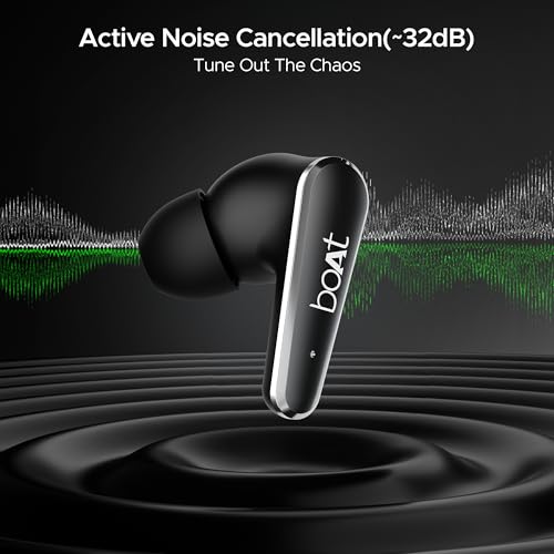 (Open Box) boAt Airdopes 280 ANC Truly Wireless in-Ear Earbuds with 32dB ANC, Ambient Mode, 60HRS Playback, 13mm Drivers, 4 Mics ENx™, in-Ear Detection, ASAP™ Charge,Beast Mode,IPX5 Ear Buds TWS (Active Black)