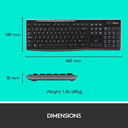 (Open Box)Logitech MK275 USB Wireless Keyboard and Mouse Set for Windows, 2.4 GHz Wireless, Compact Wireless Mouse, 8 Multimedia & Shortcut Keys, 2-Year Battery Life, PC/Laptop - Black
