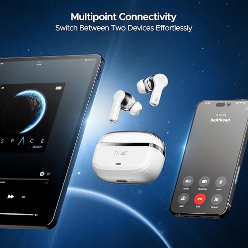 (Open Box) boAt Nirvana Space w/ 360º Spatial Audio, ANC Up to 32dB, 100hrs Playback, 4 Mics with AI-ENx™, Hearables App, Adaptive EQ, in-Ear Detection, DLC Drivers Truly Wireless in Ear Earbuds