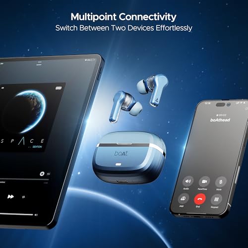(Open Box) boAt Nirvana Space w/ 360º Spatial Audio, ANC Up to 32dB, 100hrs Playback, 4 Mics with AI-ENx™, Hearables App, Adaptive EQ, in-Ear Detection, DLC Drivers Truly Wireless in Ear Earbuds