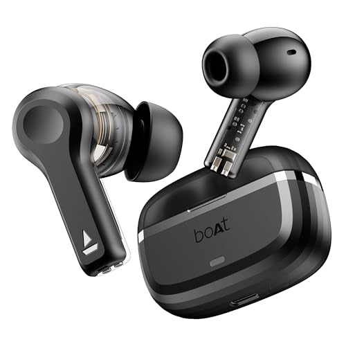 (Open Box) boAt Nirvana Space w/ 360º Spatial Audio, ANC Up to 32dB, 100hrs Playback, 4 Mics with AI-ENx™, Hearables App, Adaptive EQ, in-Ear Detection, DLC Drivers Truly Wireless in Ear Earbuds