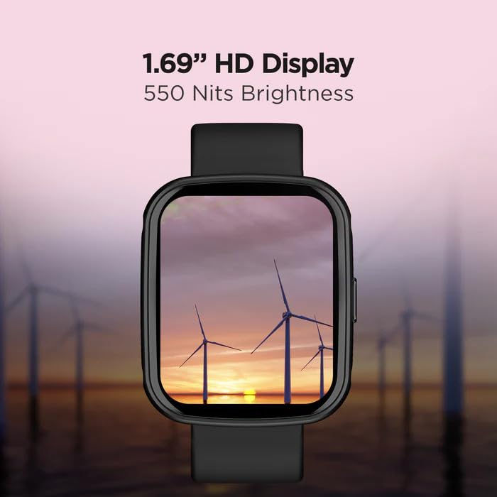 (Open Box)Boat Wave Play Vivid 1.69" (4.29cm) HD Display Smartwatch with IP68 Dust & Water Resistance, 10+ Sport Modes