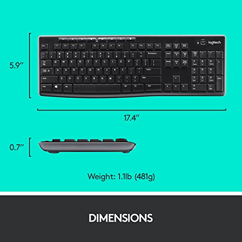 (Open Box)Logitech MK275 USB Wireless Keyboard and Mouse Set for Windows, 2.4 GHz Wireless, Compact Wireless Mouse, 8 Multimedia & Shortcut Keys, 2-Year Battery Life, PC/Laptop - Black