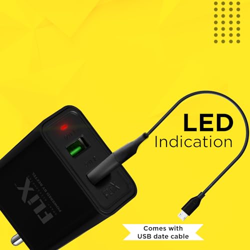 (Open Box) FLiX (Beetel) Storm 33W PD & QC Dual Port Wall Charger,USB Type A & Type C Output Widely Compatible for All Android & IOS Devices,Enhanced Safety,Light Weight & Compact,with Type C Cable (White–SD133)