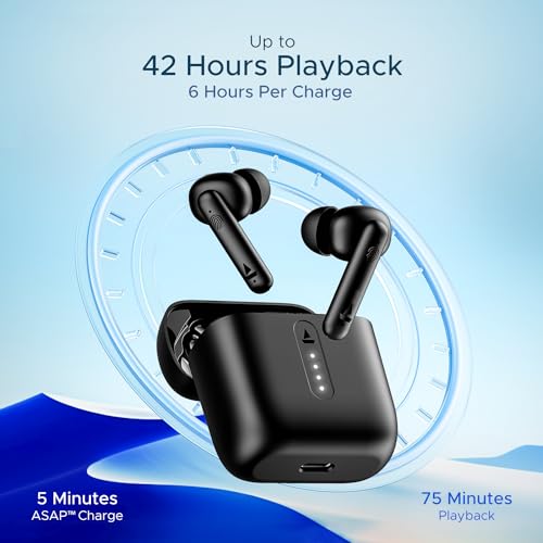 (Without Box) boAt Airdopes 141 Bluetooth Truly Wireless in-Ear Earbuds w/ 42H Playtime,Low Latency Mode for Gaming, ENx Tech, IWP, IPX4 Water Resistance, Smooth Touch Controls