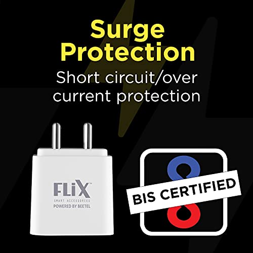 (Open Box) FLiX (Beetel) Storm 33W PD & QC Dual Port Wall Charger,USB Type A & Type C Output Widely Compatible for All Android & IOS Devices,Enhanced Safety,Light Weight & Compact,with Type C Cable (White–SD133)