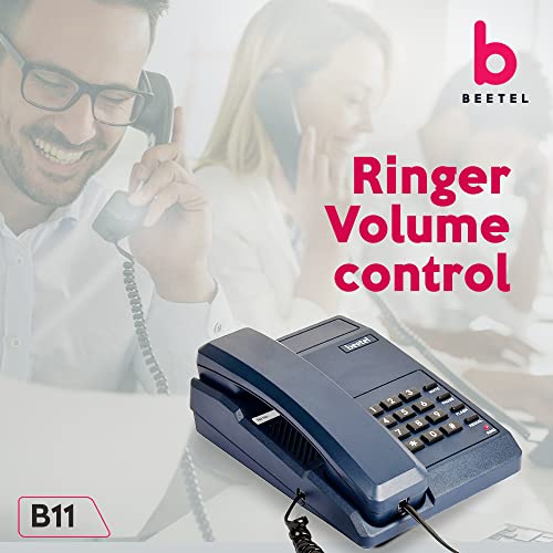 (Open Box) Beetel B11 Corded Landline Phone, Ringer Volume Control, LED for Ring Indication, Wall/Desk Mountable, Classic Design, Clear Call Quality, Mute/Pause/Flash/Redial Function (Made in India)(Black)(B11)