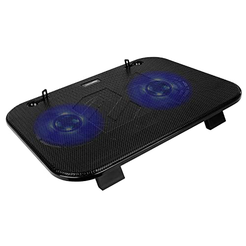 (Open Box) Amazon Basics Laptop Cooling Pad, USB Powered Portable Gaming Laptop Cooler Stand | Quiet 2 Fans with Blue LED Light | 2 Viewing Angles | Slim Chill Mat for 10 to 15.6-Inch Laptops