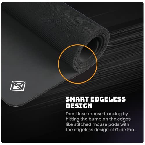 (Open Box)Cosmic Byte Glide Pro Esport Edition Mousepad, Naturally Processed Rubber, Black Film Cloth Processed for Accurate Mouse tracking, 450x400x3mm (L)