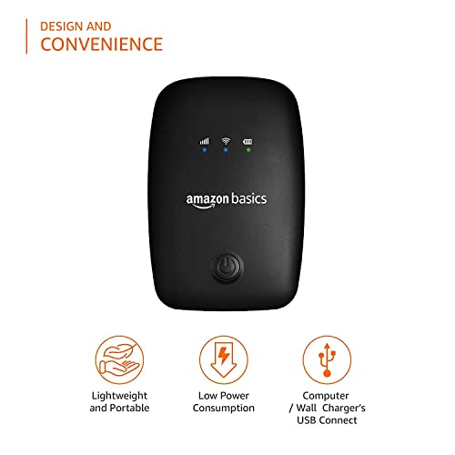 (Open Box) amazon basics 4G LTE Wireless Dongle with All Sim Network Support|Plug&Play Data Card Stick with Up to 150Mbps WiFi Hotspot|2100Mah Rechargeable Battery|Sim Adapter Included (White),Single_Band