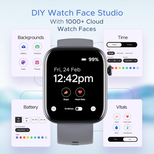 (Without Box) boAt Wave Lite Smart Watch w/ 1.69" (4.2 cm) HD Display, Heart Rate & SpO2 Level Monitor, Multiple Watch Faces, Activity Tracker, Multiple Sports Modes & IP68 (Deep Blue)