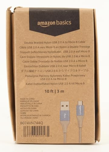 (Open Box) Amazonbasics Double Braided Nylon Micro USB Charging Cable for Android Smartphone (3 Feet, Gold)