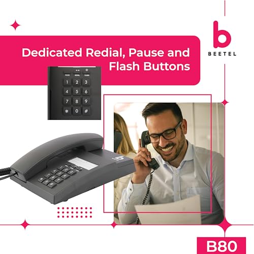 (Open Box) Beetel B11 Corded Landline Phone, Ringer Volume Control, LED for Ring Indication, Wall/Desk Mountable, Classic Design, Clear Call Quality, Mute/Pause/Flash/Redial Function (Made in India)(Black)(B11)