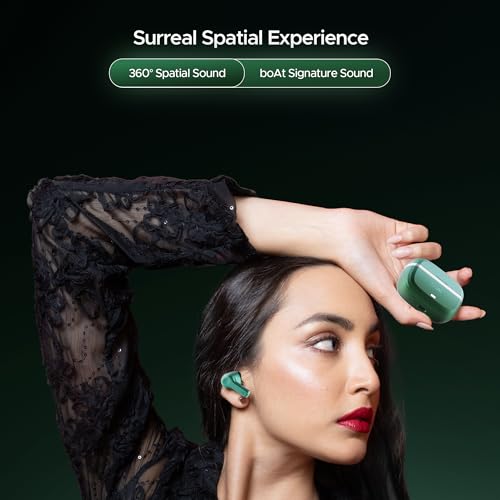 (Open Box) boAt Nirvana Space w/ 360º Spatial Audio, ANC Up to 32dB, 100hrs Playback, 4 Mics with AI-ENx™, Hearables App, Adaptive EQ, in-Ear Detection, DLC Drivers Truly Wireless in Ear Earbuds