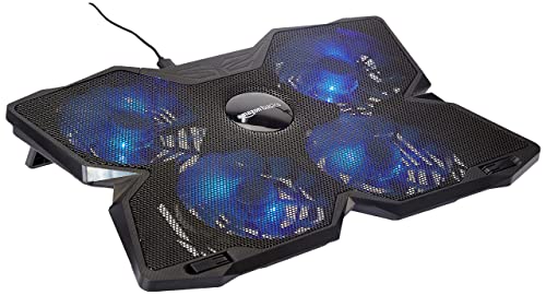(Open Box) Amazon Basics Laptop Cooling Pad, USB Powered Portable Gaming Laptop Cooler Stand | Quiet 2 Fans with Blue LED Light | 2 Viewing Angles | Slim Chill Mat for 10 to 15.6-Inch Laptops