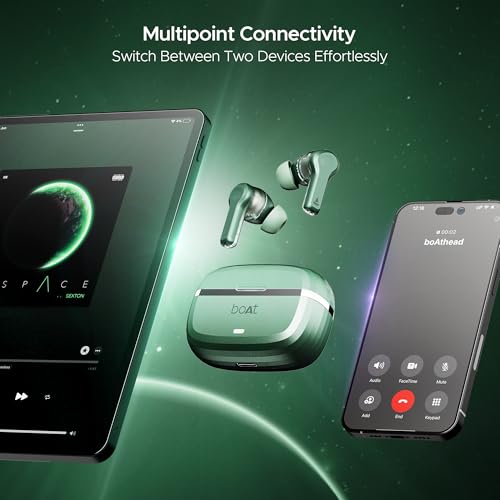 (Open Box) boAt Nirvana Space w/ 360º Spatial Audio, ANC Up to 32dB, 100hrs Playback, 4 Mics with AI-ENx™, Hearables App, Adaptive EQ, in-Ear Detection, DLC Drivers Truly Wireless in Ear Earbuds