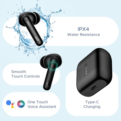 (Without Box) boAt Airdopes 141 Bluetooth Truly Wireless in-Ear Earbuds w/ 42H Playtime,Low Latency Mode for Gaming, ENx Tech, IWP, IPX4 Water Resistance, Smooth Touch Controls