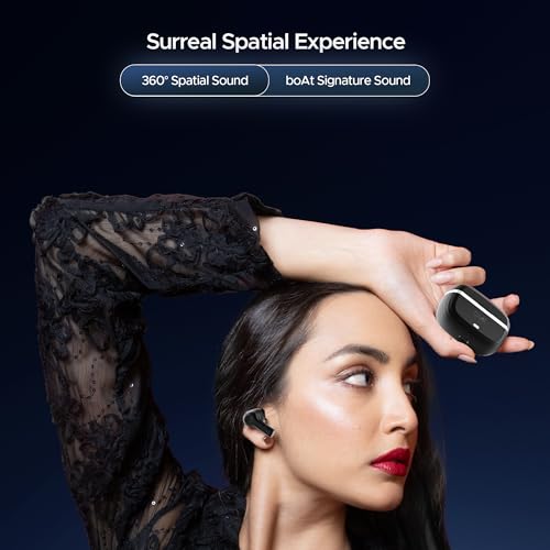 (Open Box) boAt Nirvana Space w/ 360º Spatial Audio, ANC Up to 32dB, 100hrs Playback, 4 Mics with AI-ENx™, Hearables App, Adaptive EQ, in-Ear Detection, DLC Drivers Truly Wireless in Ear Earbuds